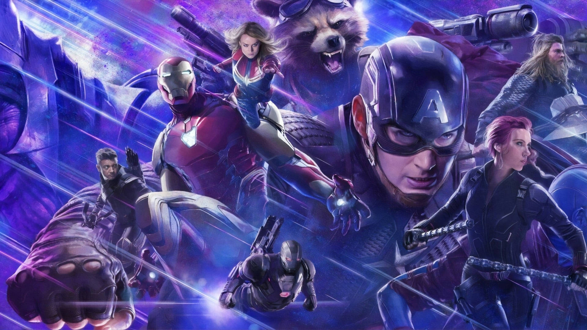 Captain Marvel, cosmic purple, blue energy, Full HD Desktop Wallpaper