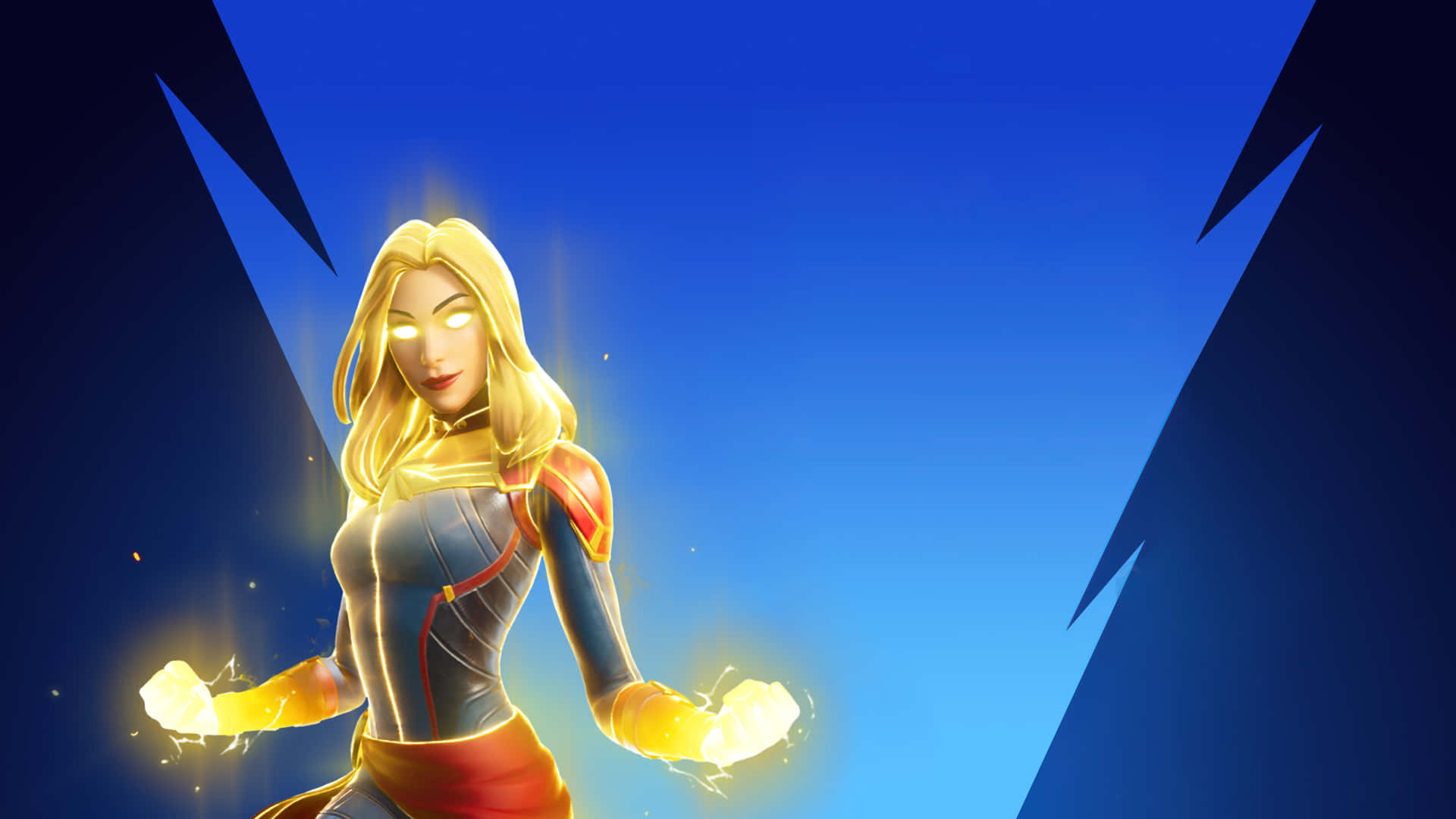 Captain Marvel, glowing fists, blonde hair, Full HD Desktop Wallpaper