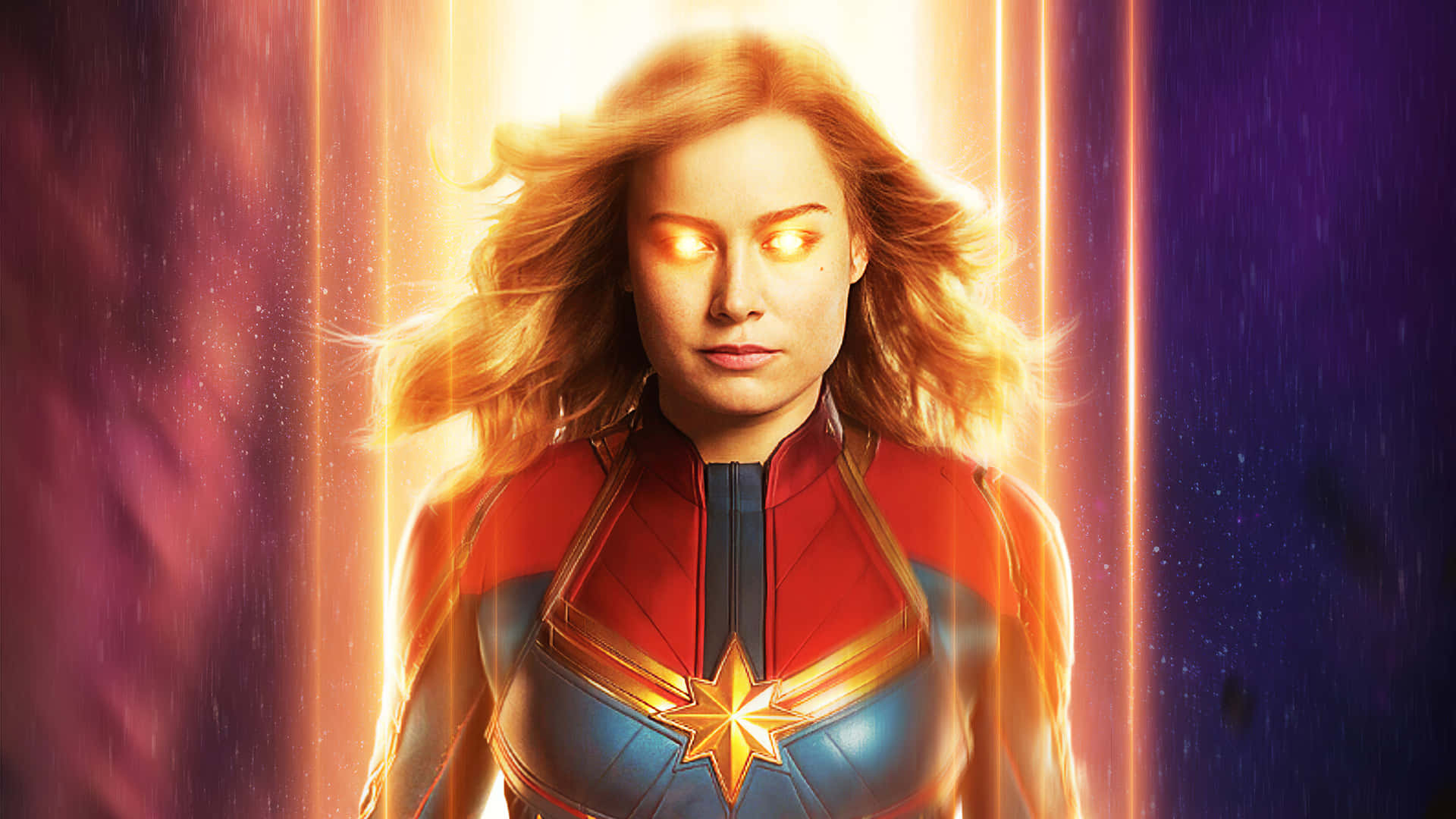 Captain Marvel, cosmic glow, glowing eyes, Full HD Desktop Wallpaper