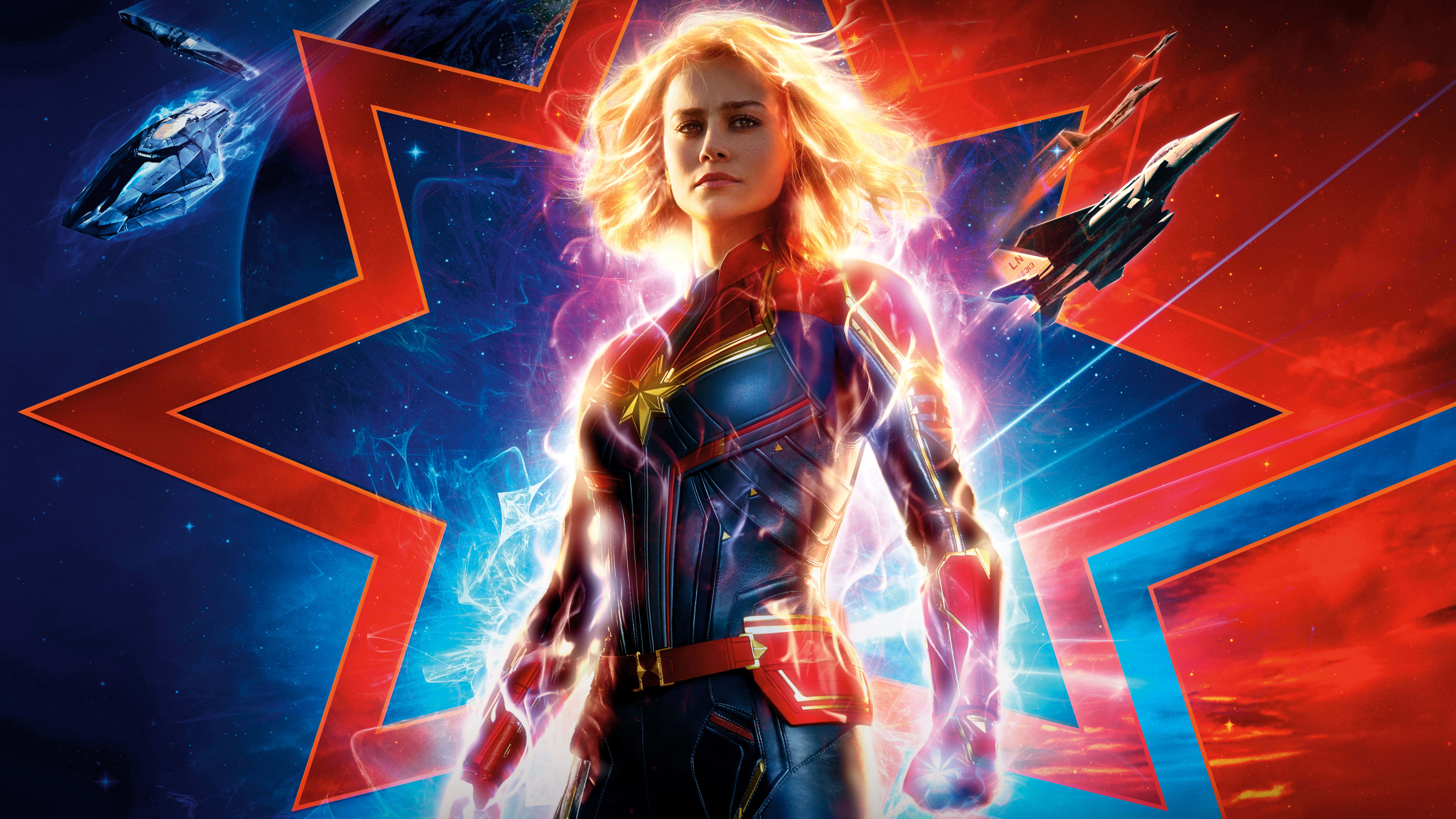 Captain Marvel, iPad, cosmic setting, 8K Desktop Wallpaper