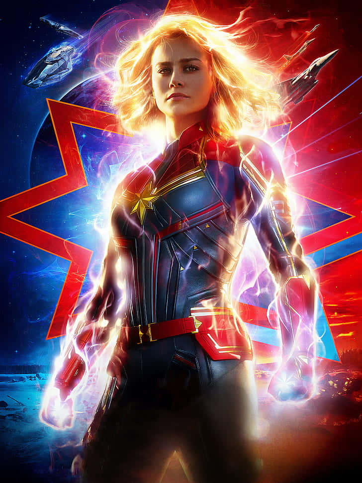Captain Marvel, Marvel iPad, cosmic setting, SD Phone Wallpaper