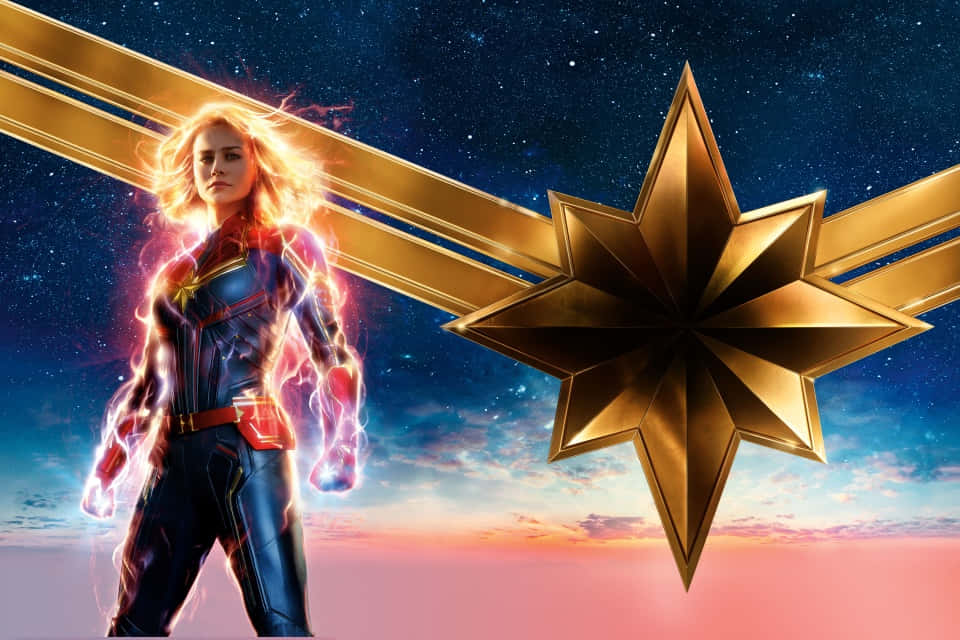Captain Marvel, iPad, starry sky, SD Desktop Wallpaper