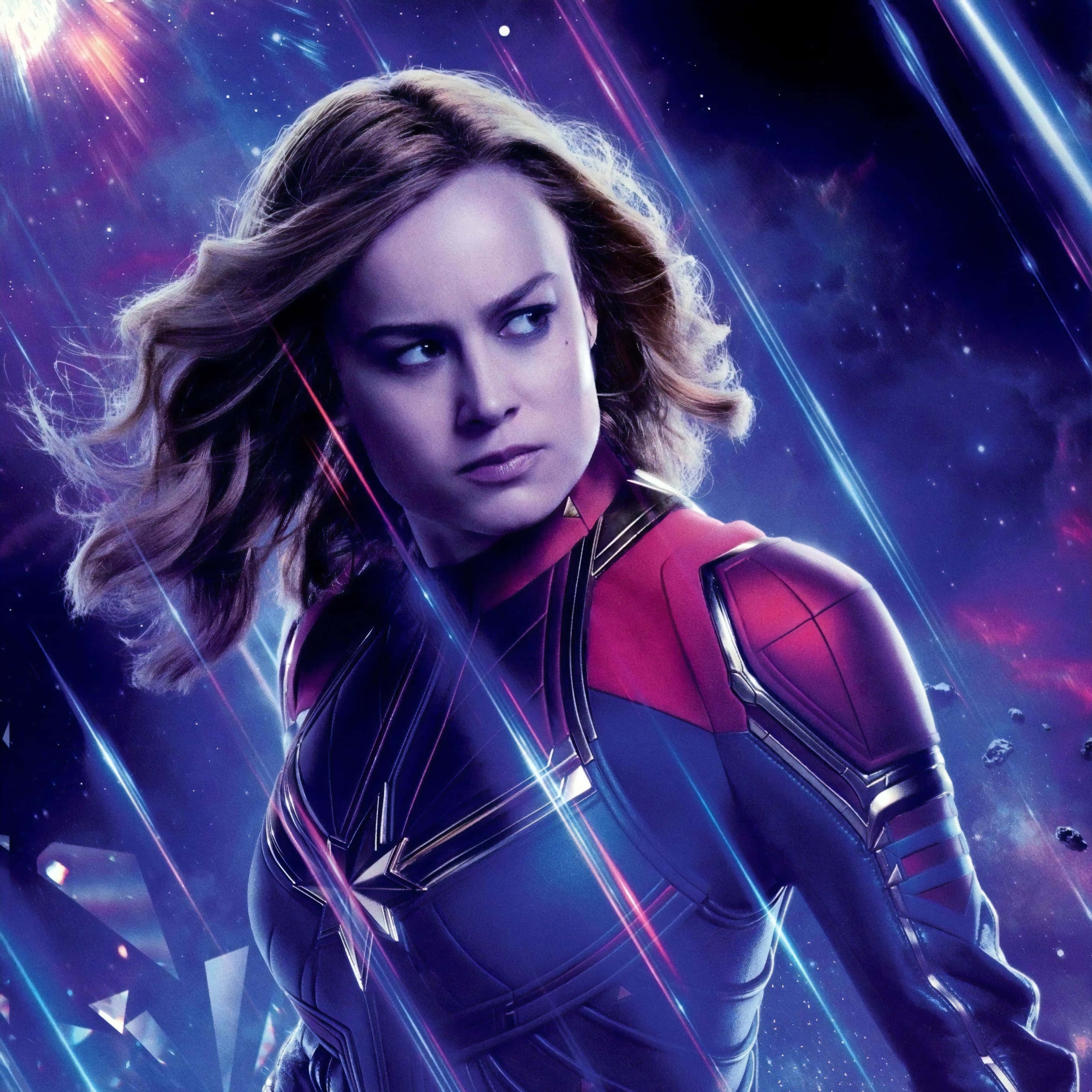 Captain Marvel, iPad, neon light, 2K Desktop Wallpaper