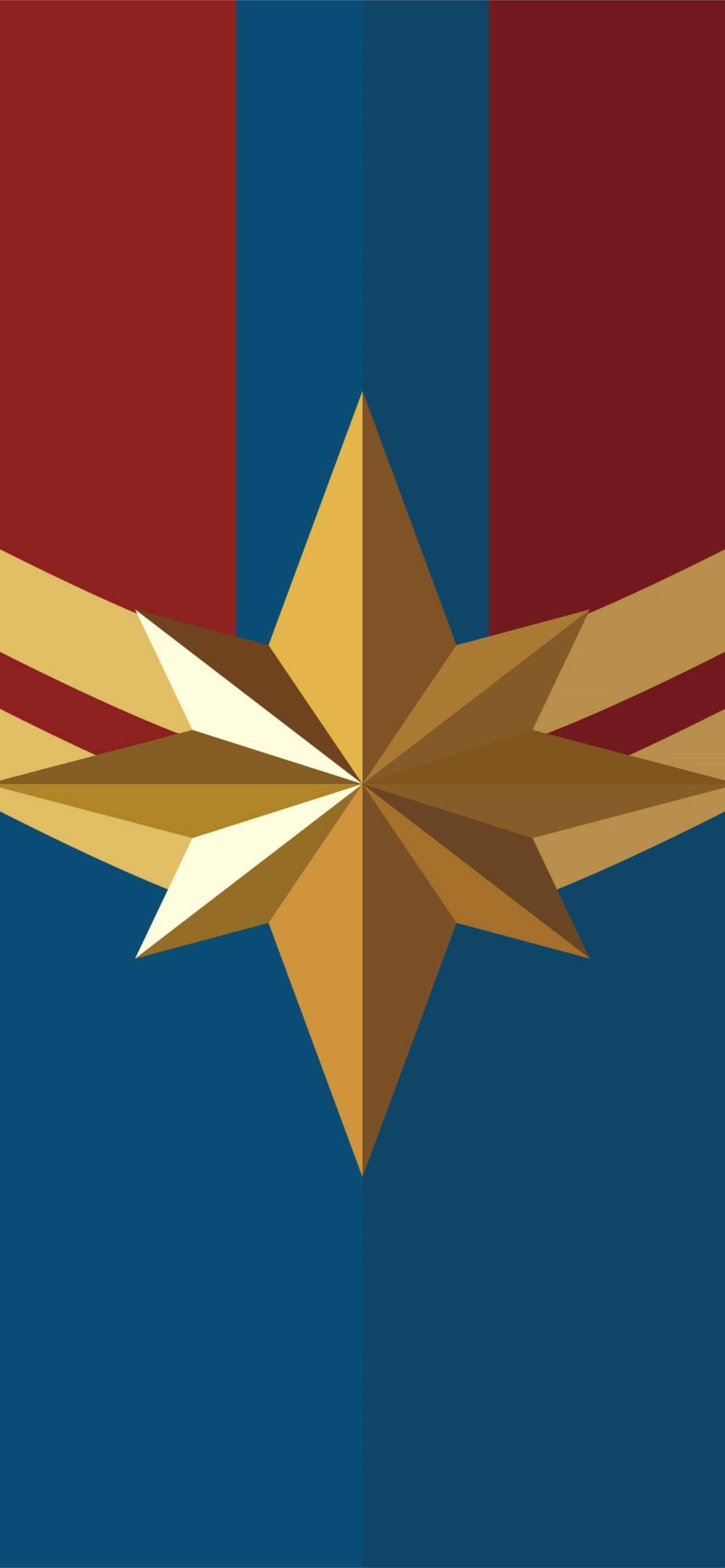 Captain Marvel, iPhone, gold star, 2K Phone Wallpaper