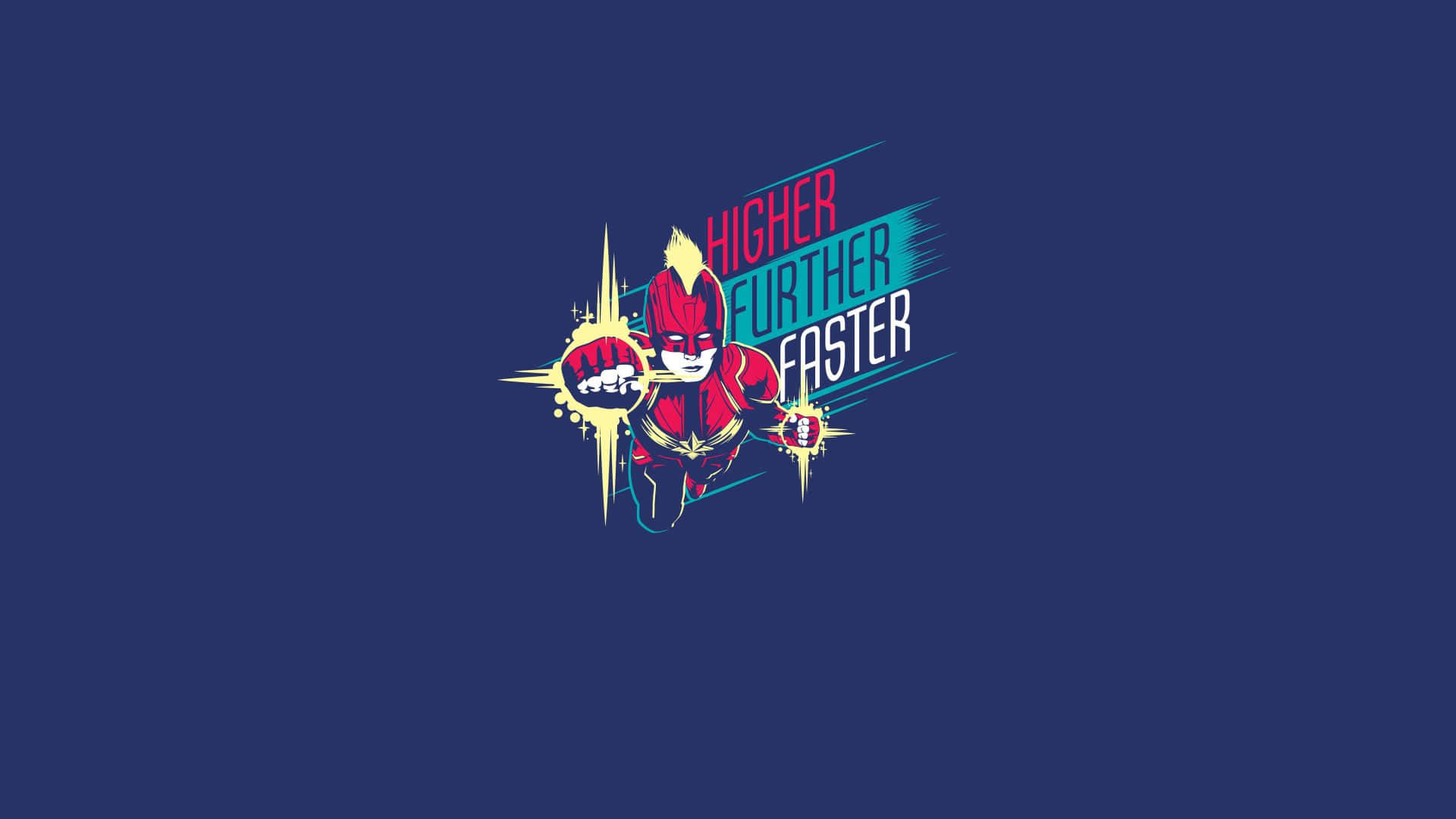 Captain Marvel, red and yellow, dark blue background, Full HD Desktop Wallpaper