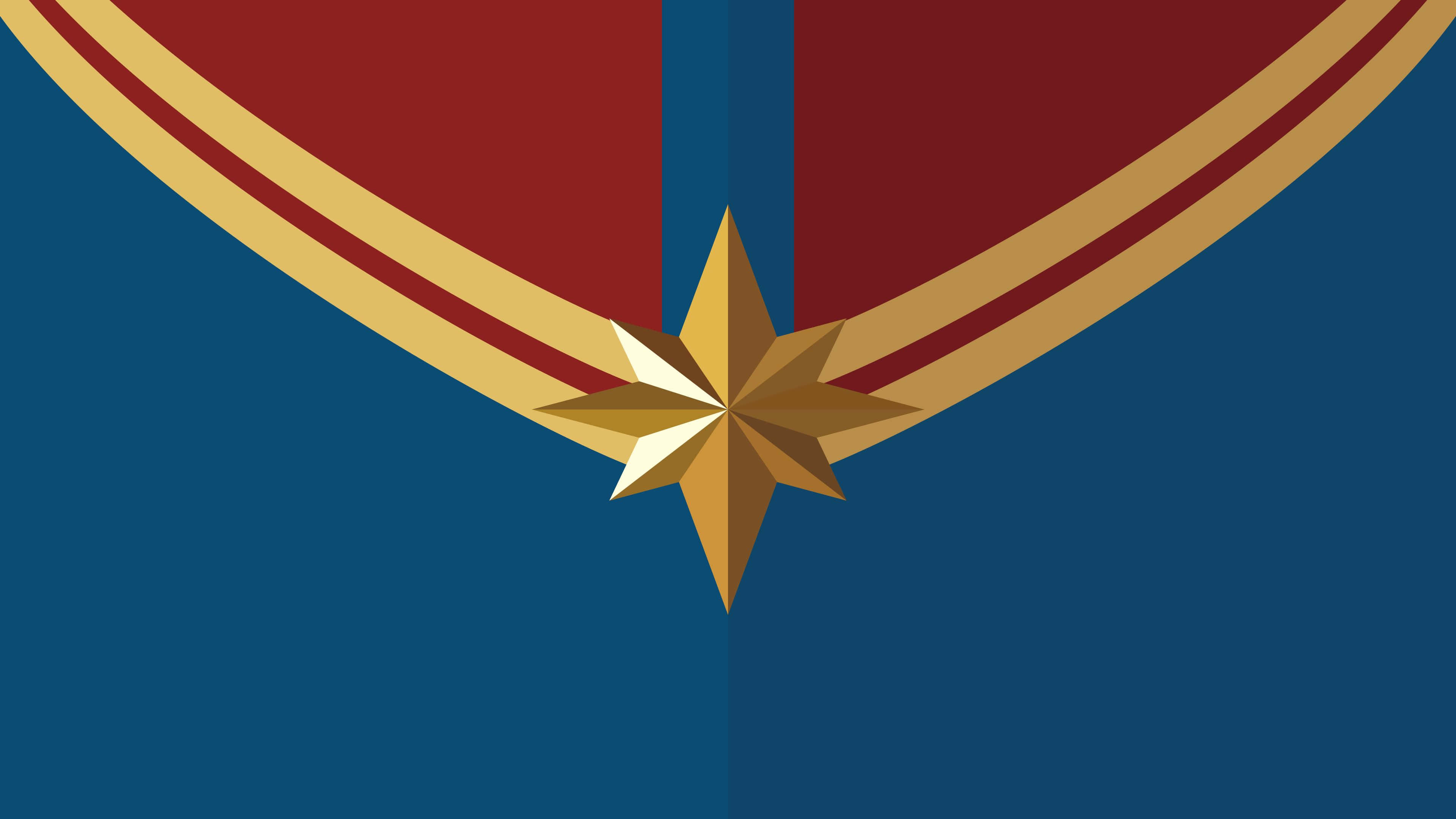 Captain Marvel, golden star, red and blue sections, 4K Desktop Wallpaper