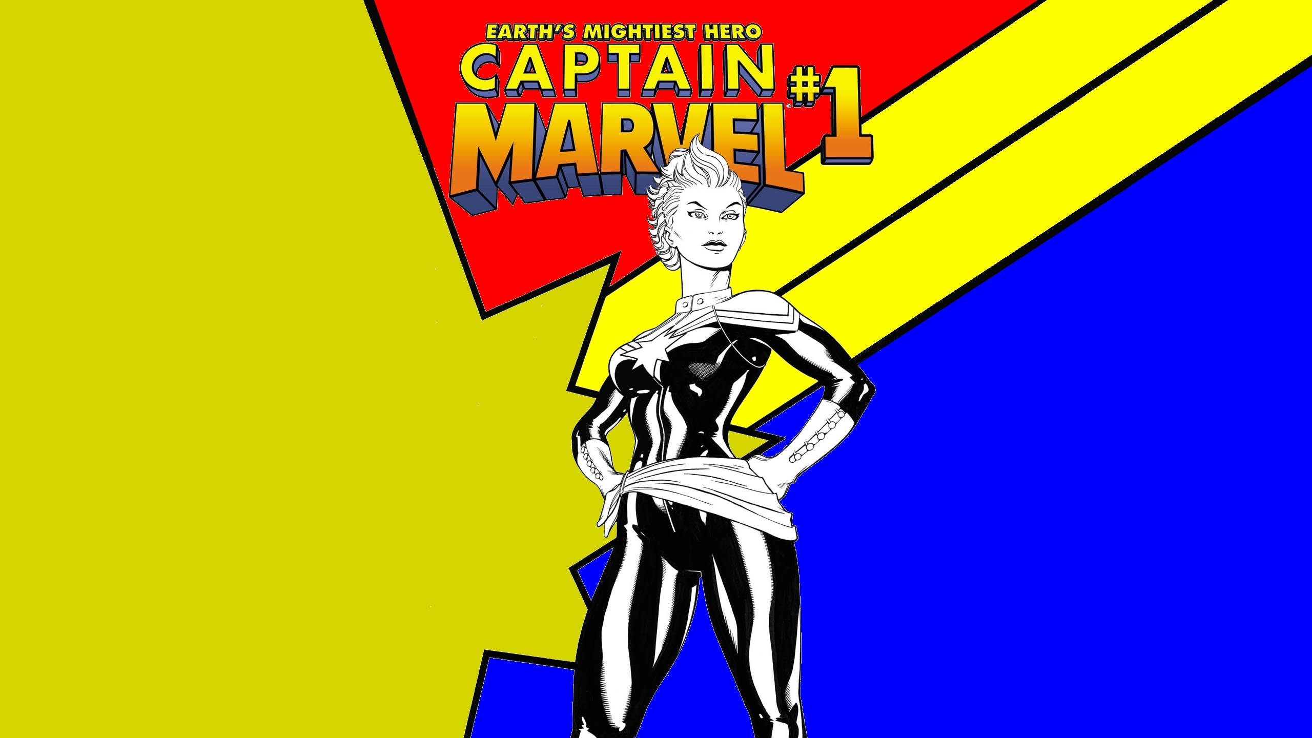 Captain Marvel, yellow, blue, 2K Desktop Wallpaper