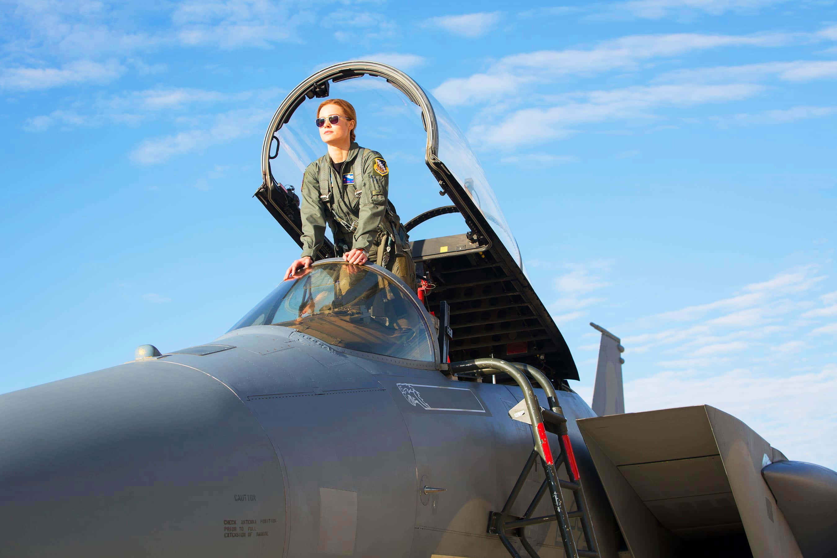 Captain Marvel Movie, female fighter pilot, flight gear, 2K Desktop Wallpaper