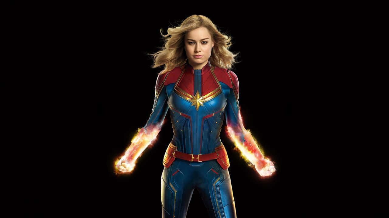 Captain Marvel, intergalactic journey, black background, HD Desktop Wallpaper