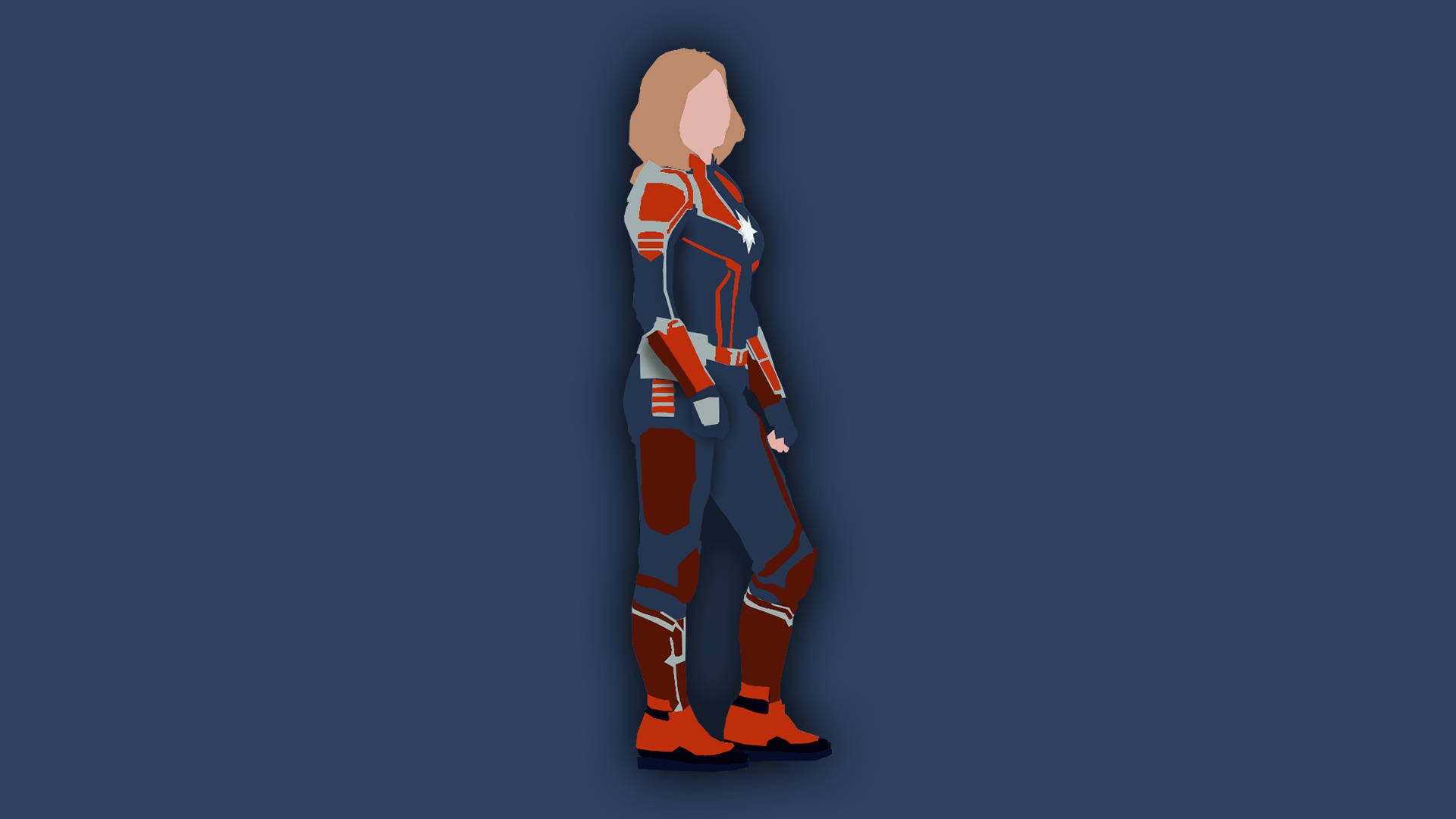 Captain Marvel, red and blue armor, stylized female superhero, Full HD Desktop Wallpaper