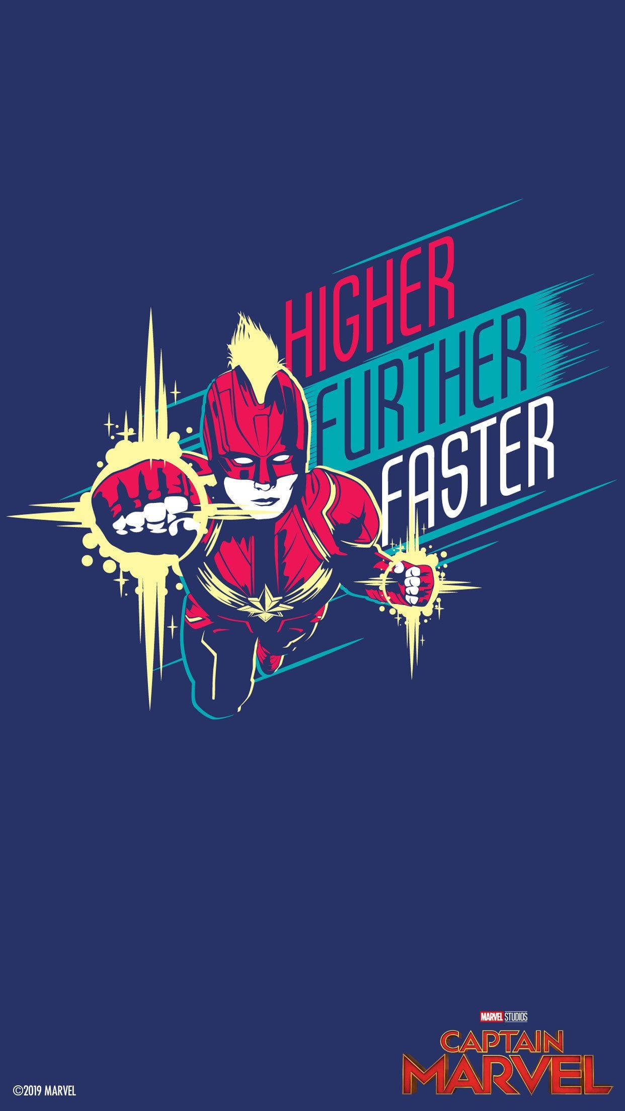 Captain Marvel, red and blue suit, glowing fists, Full HD Phone Wallpaper
