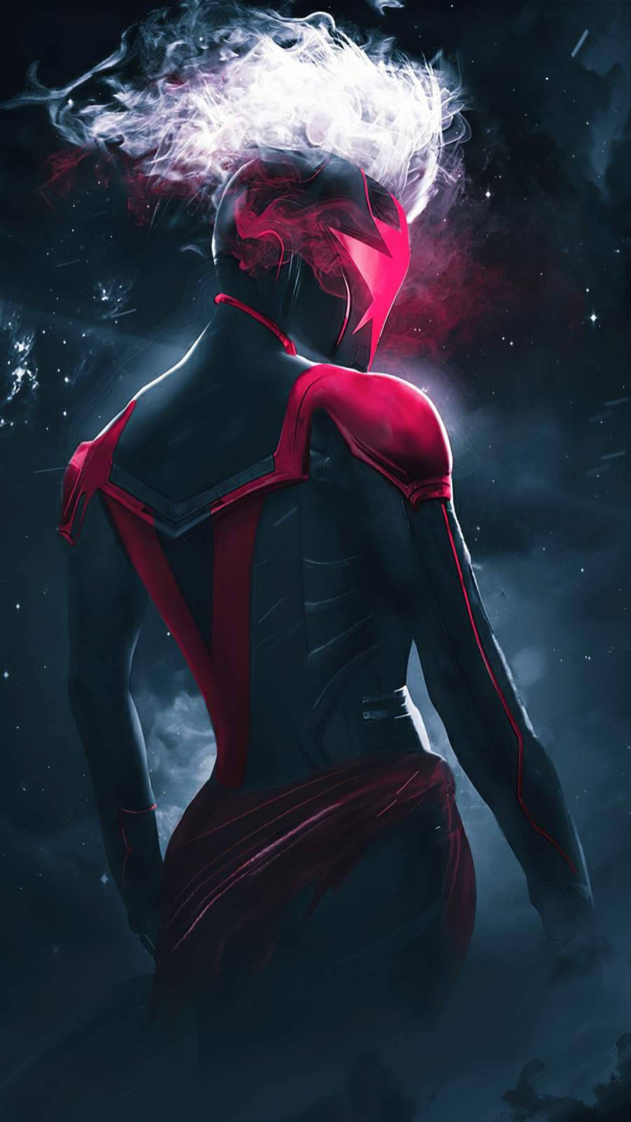 Dark Captain Marvel, red and black armor, glowing white energy, HD Phone Wallpaper