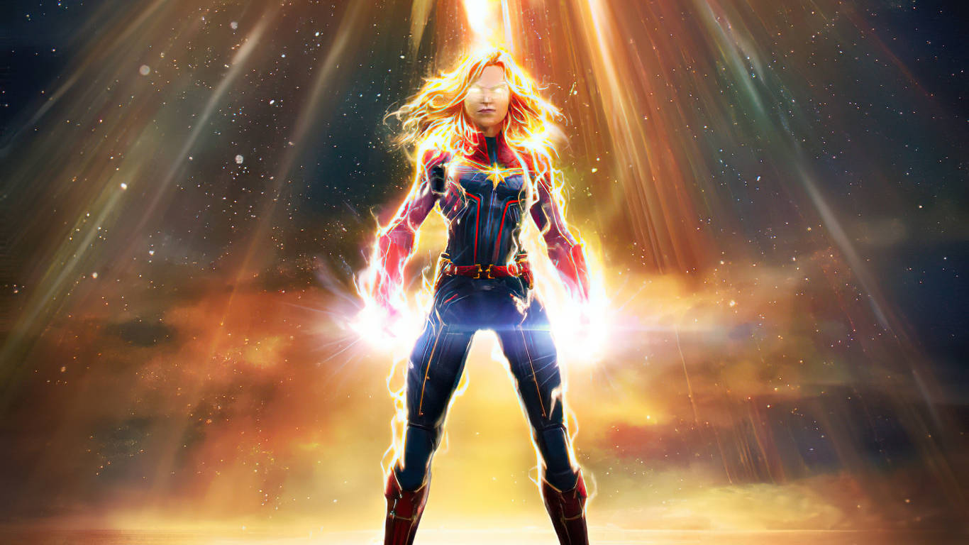 Captain Marvel, cosmic storm, radiant energy, HD Desktop Wallpaper