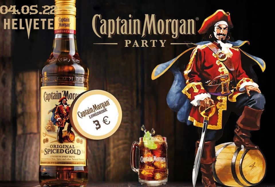 Captain Morgan, spiced gold rum, cartoon pirate captain, SD Desktop Wallpaper