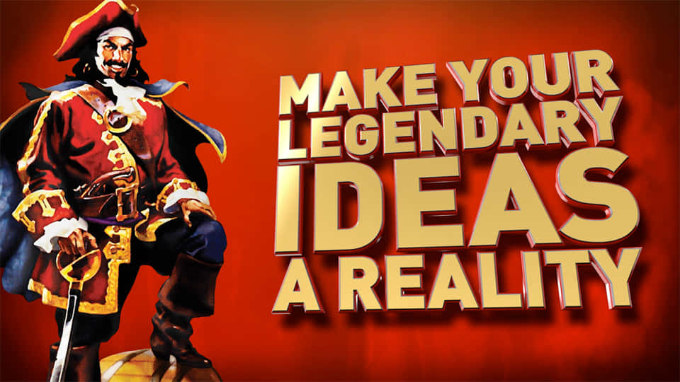 Captain Morgan, red and gold armor, glowing 3d text, SD Desktop Wallpaper
