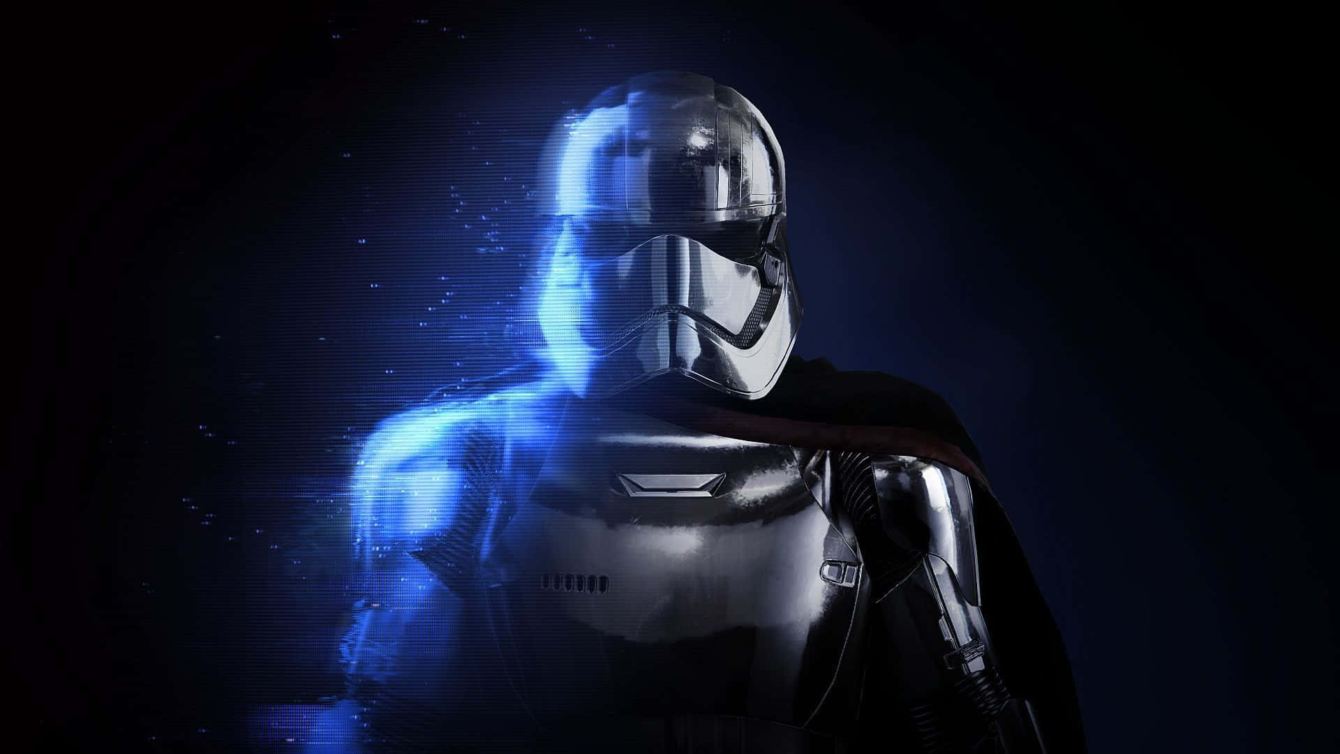 Captain Phasma, chrome-armored stormtrooper, electric blue energy, Full HD Desktop Wallpaper