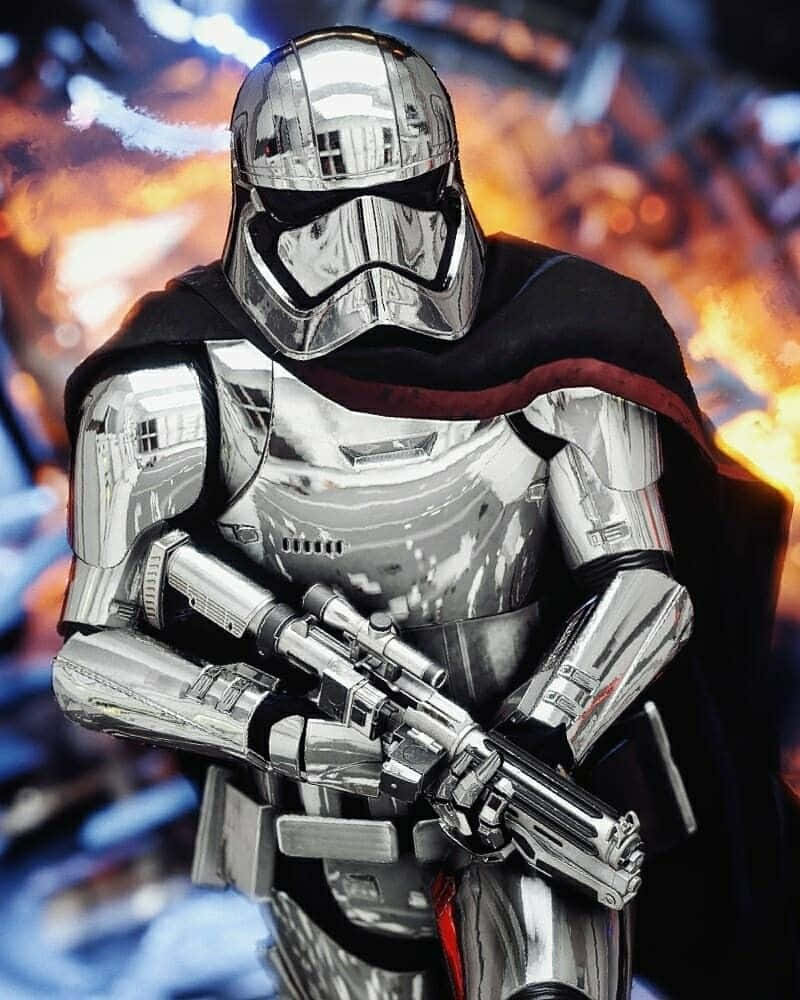 Captain Phasma, chrome-armored stormtrooper, black cape, SD Phone Wallpaper