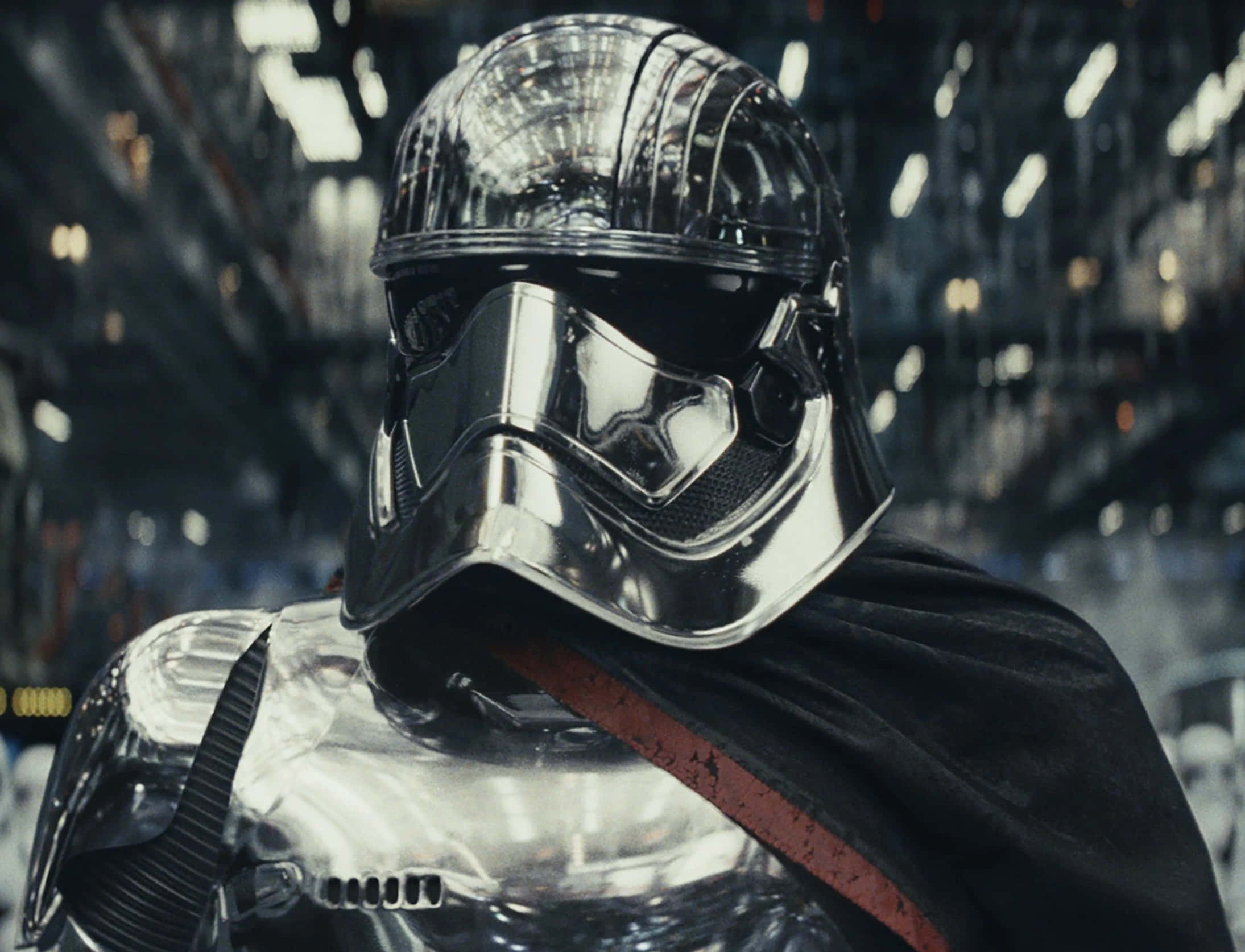Captain Phasma, chrome-armored stormtrooper, black cape, Full HD Desktop Wallpaper