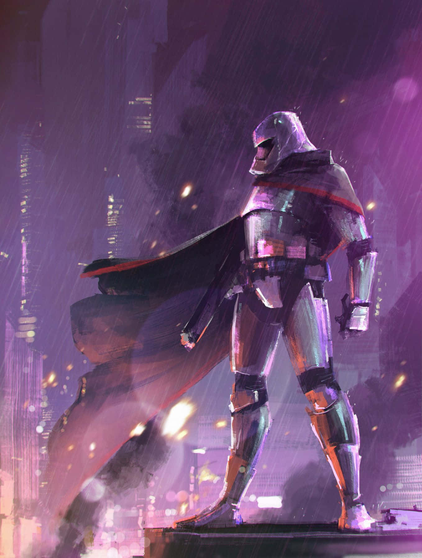 Captain Phasma, neon cityscape, night, HD Phone Wallpaper