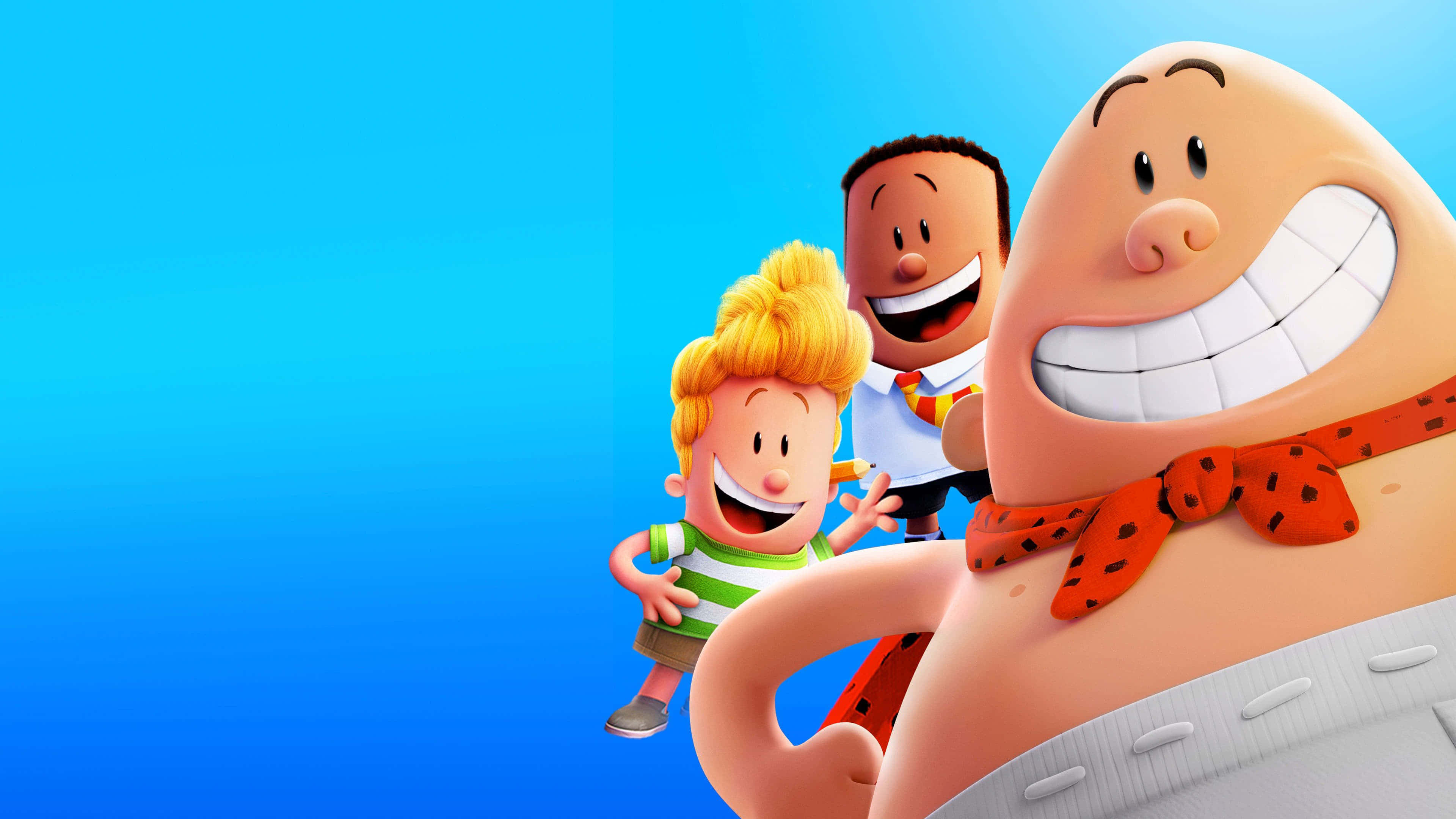 Captain Underpants The First Epic Movie, blue background, cartoon characters, 4K Desktop Wallpaper