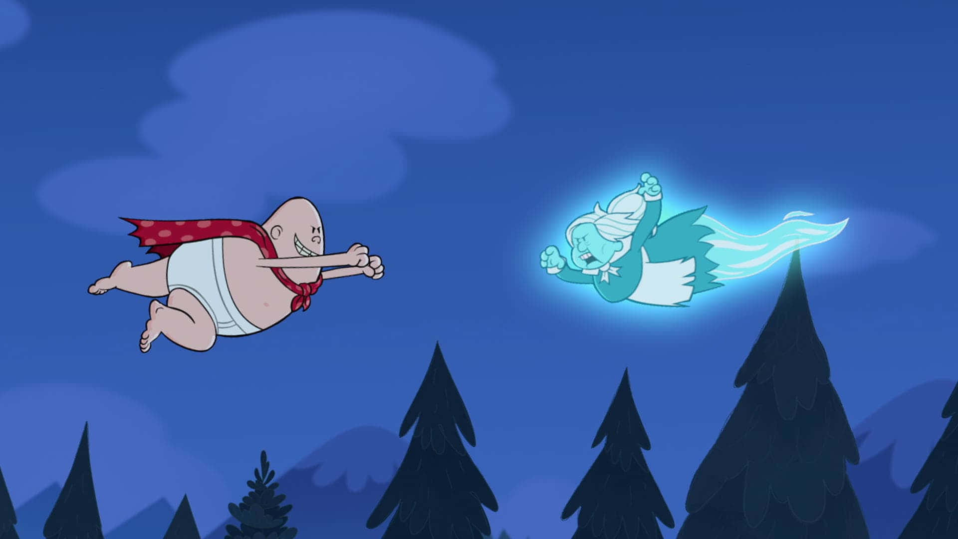 Captain Underpants, ghostly figure, glowing blue, Full HD Desktop Wallpaper