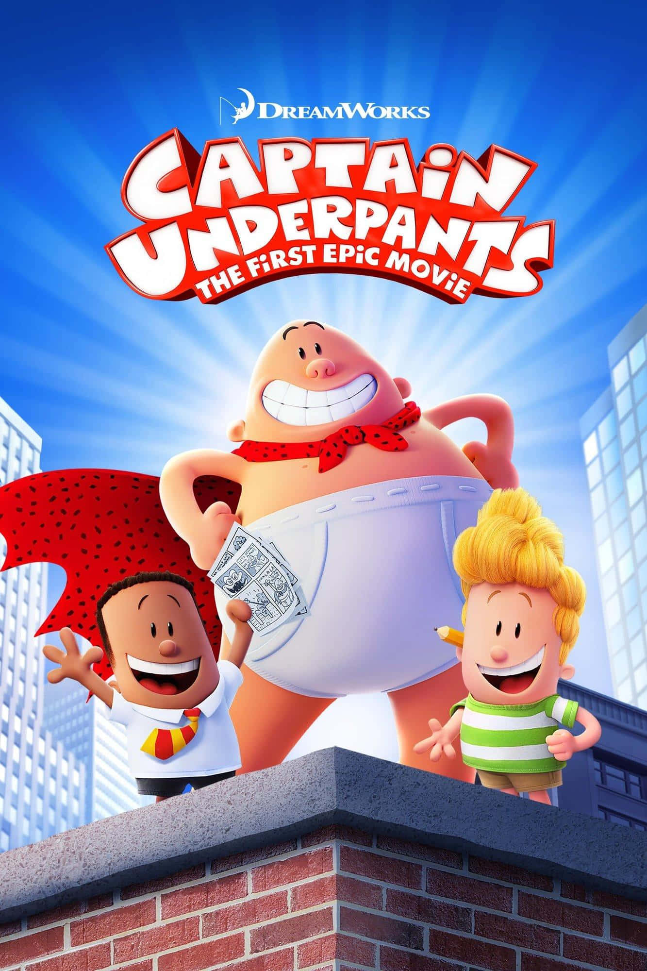 Captain Underpants, The First Epic Movie, brick rooftop, Full HD Phone Wallpaper