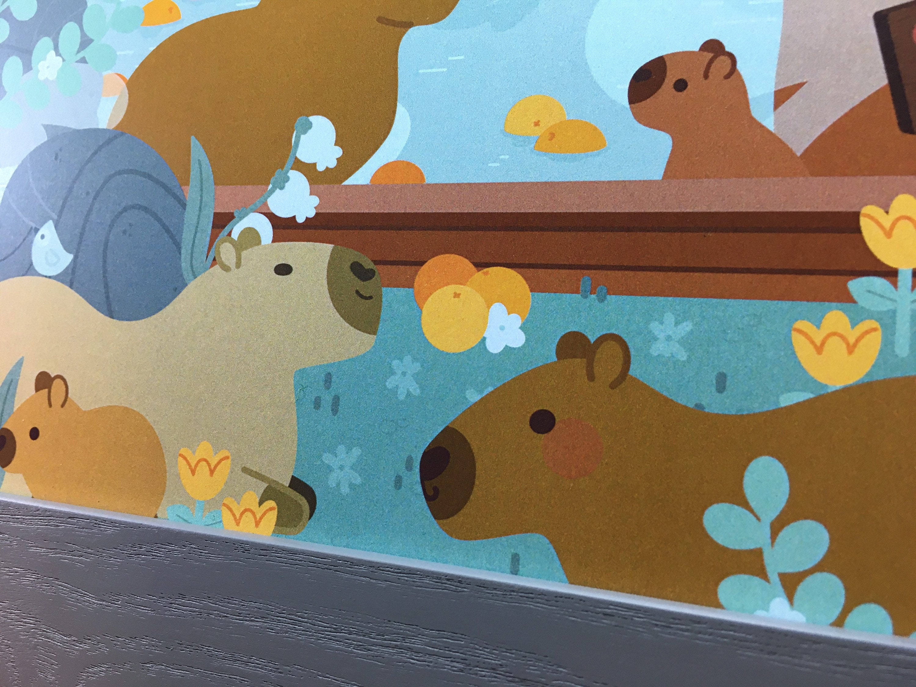 capybara, snail, pond, 2K Desktop Wallpaper