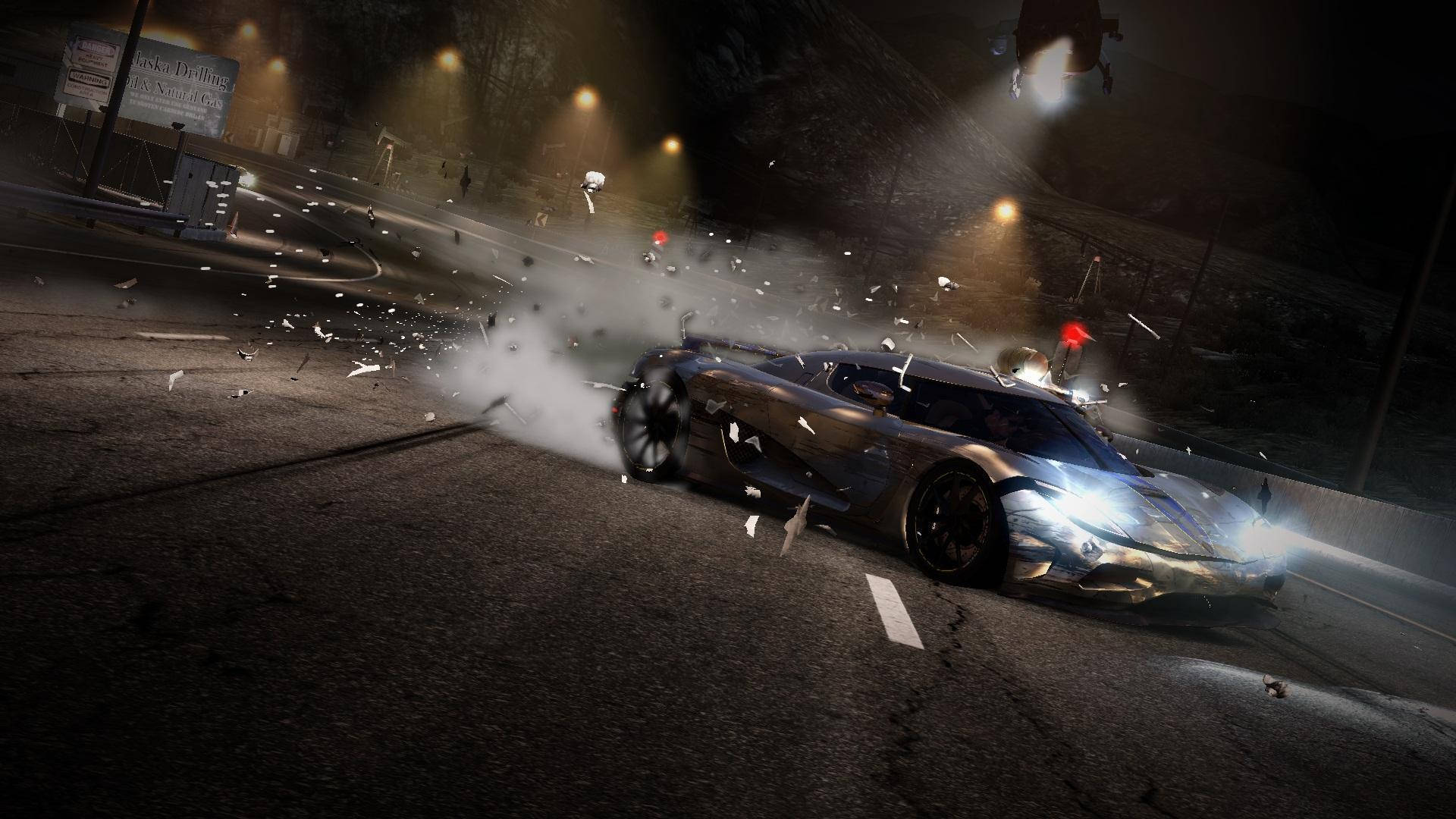 sleek silver sports car, wet road, streetlights, Full HD Desktop Wallpaper