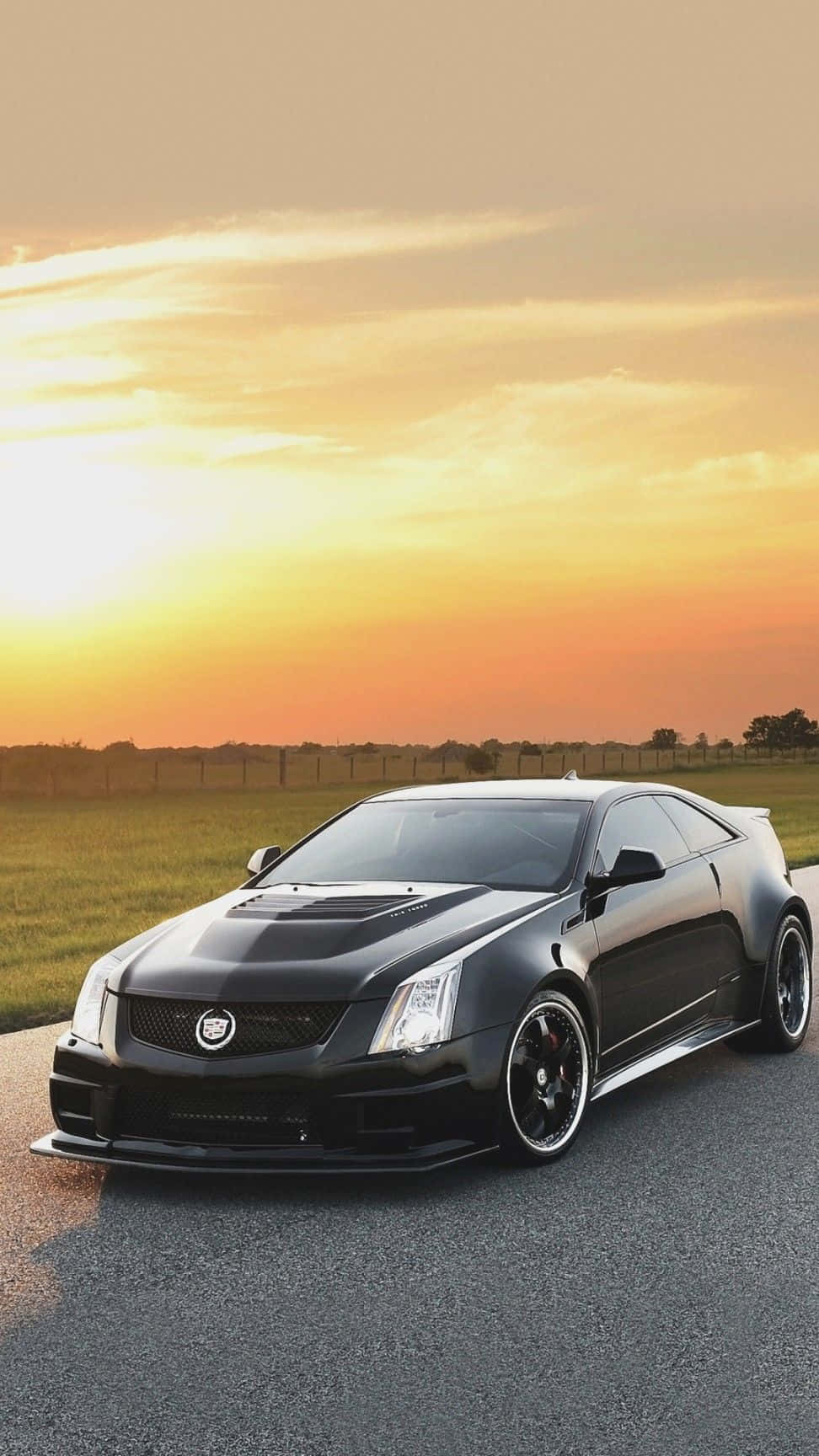 Car Android, sleek black sports car, golden sunset sky, HD Phone Wallpaper