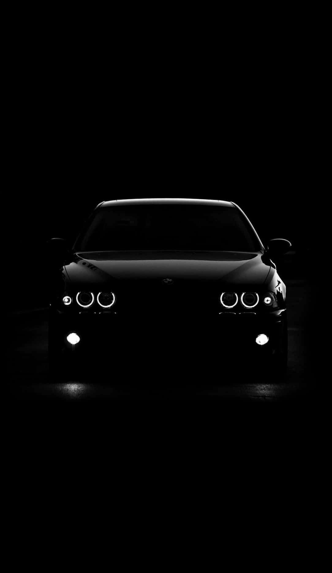 Car Android, glowing headlights, minimalist black and white composition, HD Phone Wallpaper