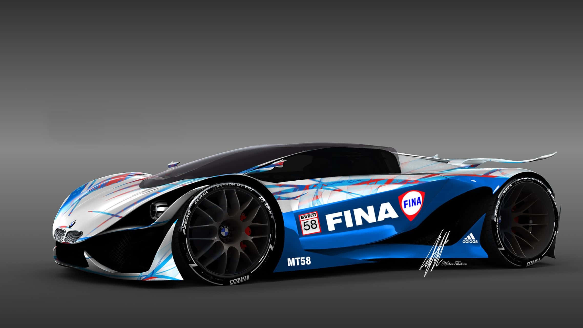 FINA logos, MT58 number, blue white and red livery, Full HD Desktop Wallpaper