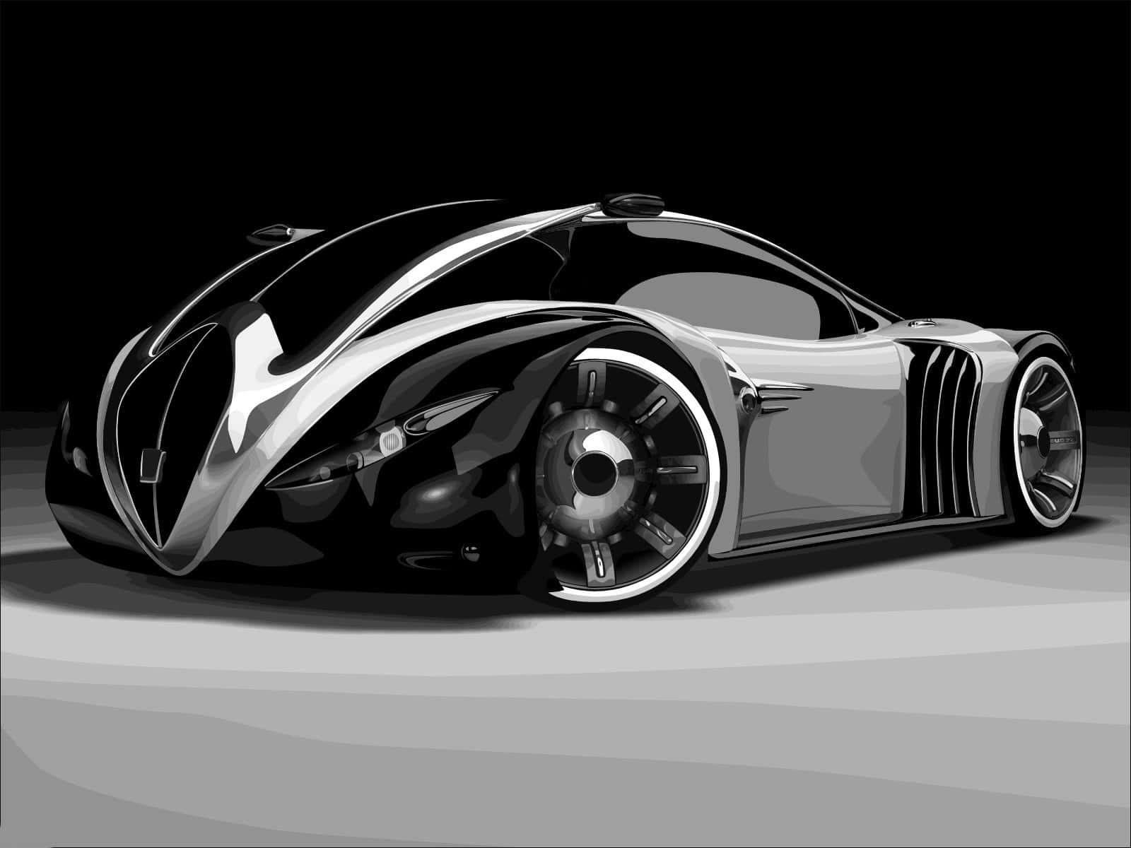Sleek Futuristic Car Design, glossy curves, intricate wheels, HD Desktop Wallpaper