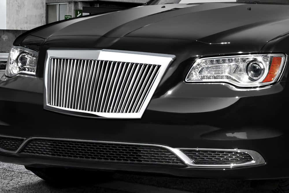 sleek black luxury car, front grille, headlights, SD Desktop Wallpaper