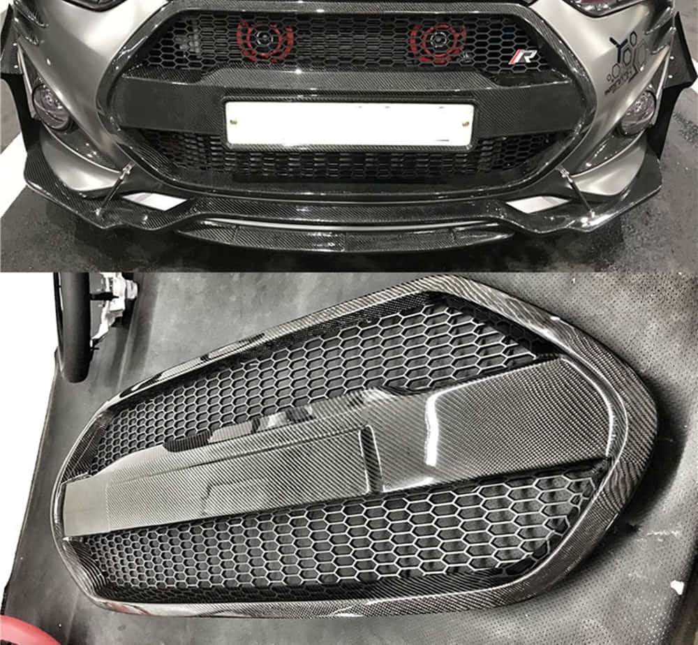 carbon fiber front bumper, grille, red accents, SD Desktop Wallpaper