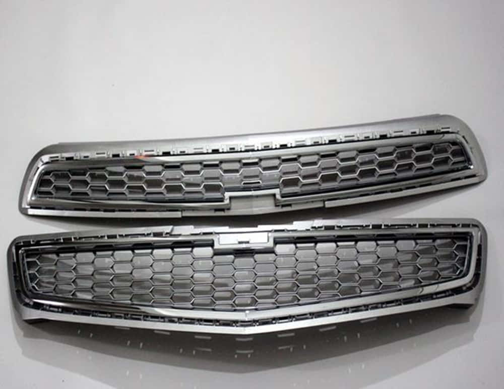 chrome hexagonal grille inserts, modern vehicle, plain white surface, SD Desktop Wallpaper