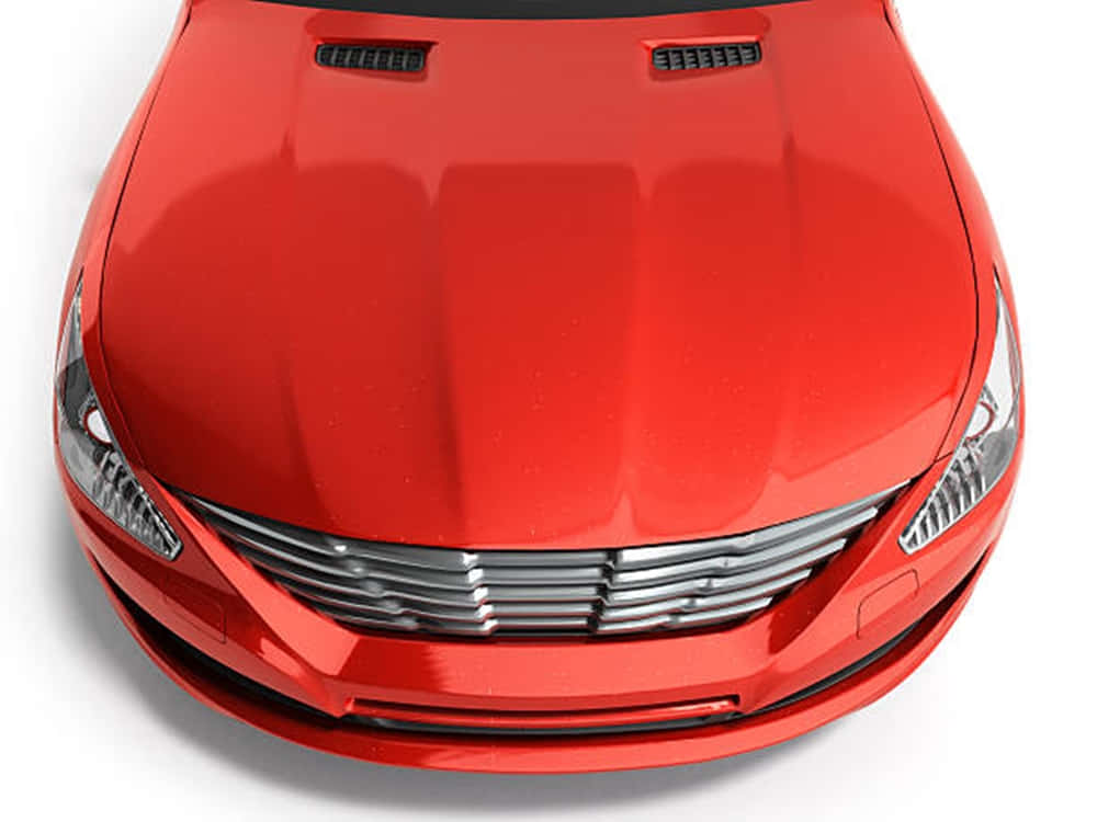glossy red sports car hood, chrome grille, sleek headlights, SD Desktop Wallpaper