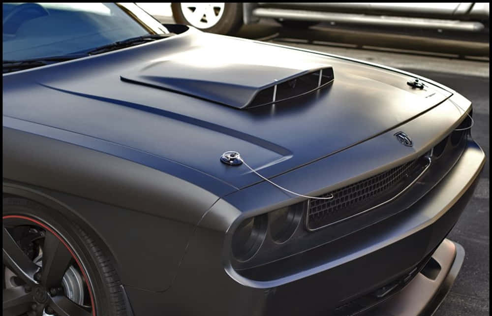 matte black, muscle car, central scoop, SD Desktop Wallpaper