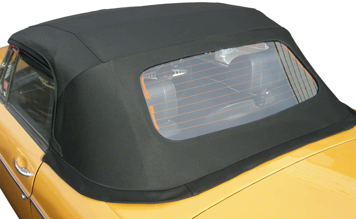 vintage yellow convertible, black soft top, rear window, SD Desktop Wallpaper