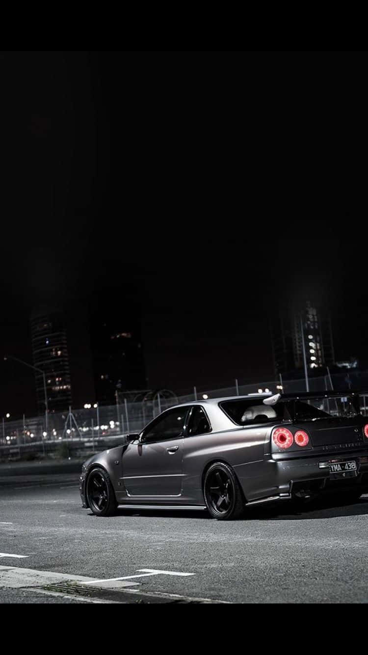 matte gray, glowing red taillights, wet city street, HD Phone Wallpaper