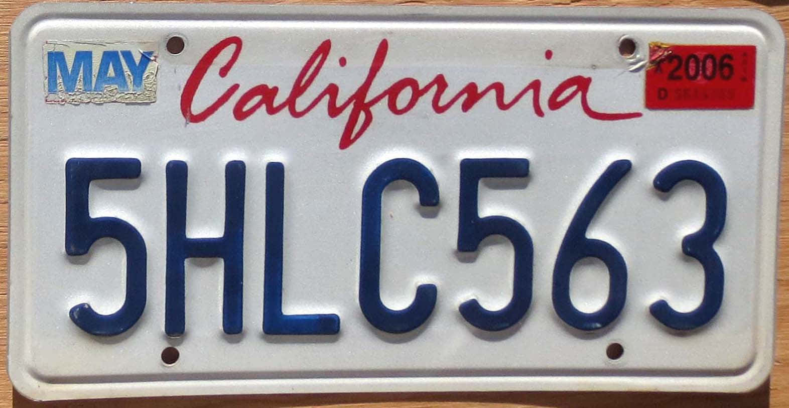 California license plate, blue letters, red script, HD Desktop Wallpaper