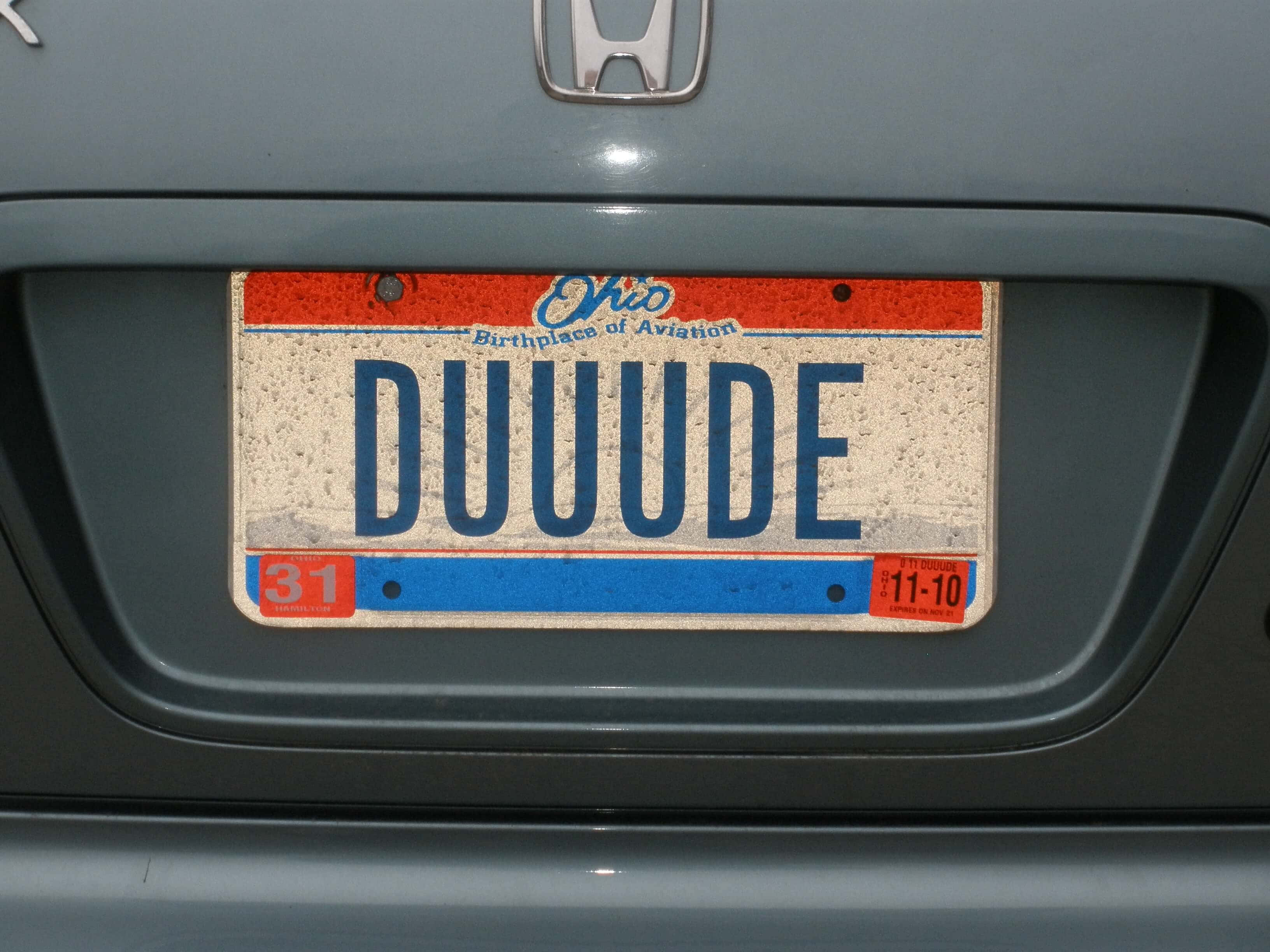 Ohio license plate, DUUUDE, gray Honda car bumper, 2K Desktop Wallpaper