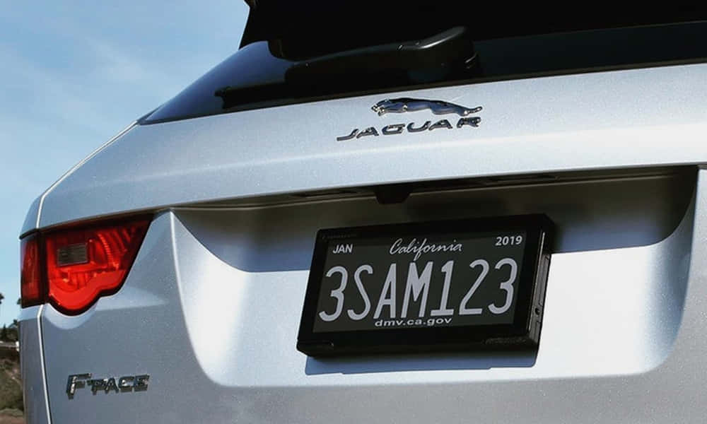 silver Jaguar F-PACE SUV, California license plate, logo taillight, SD Desktop Wallpaper