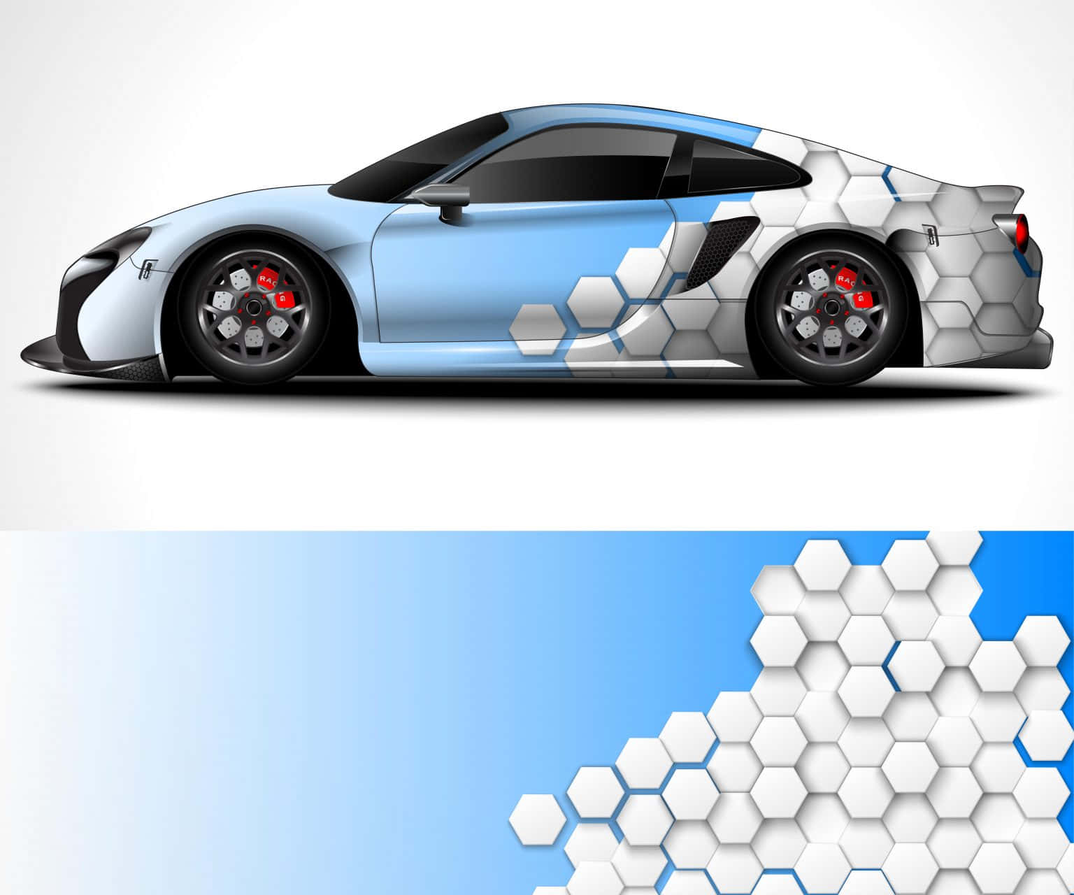 light blue sports car, white hexagonal patterns, red brake calipers, HD Desktop Wallpaper