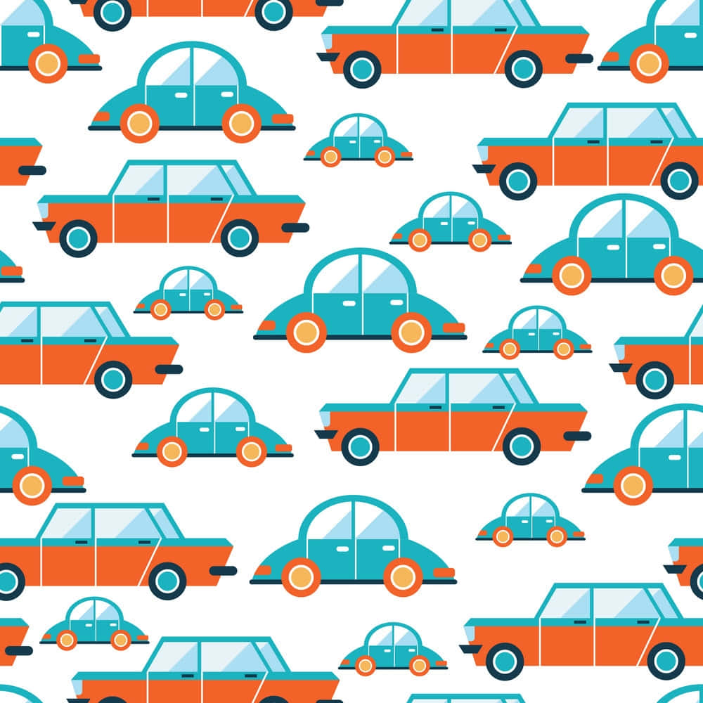retro-style cars, teal, orange, SD Desktop Wallpaper