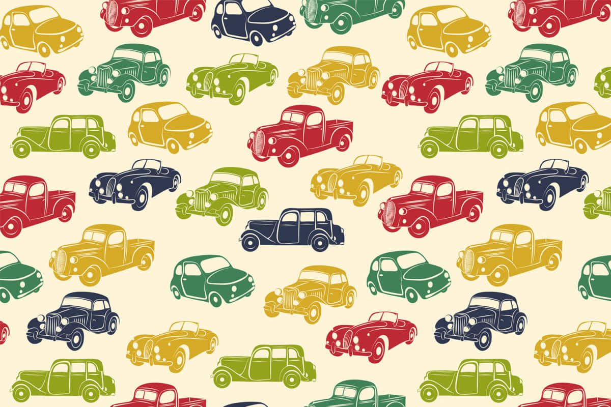Vintage cars, red, green, SD Desktop Wallpaper