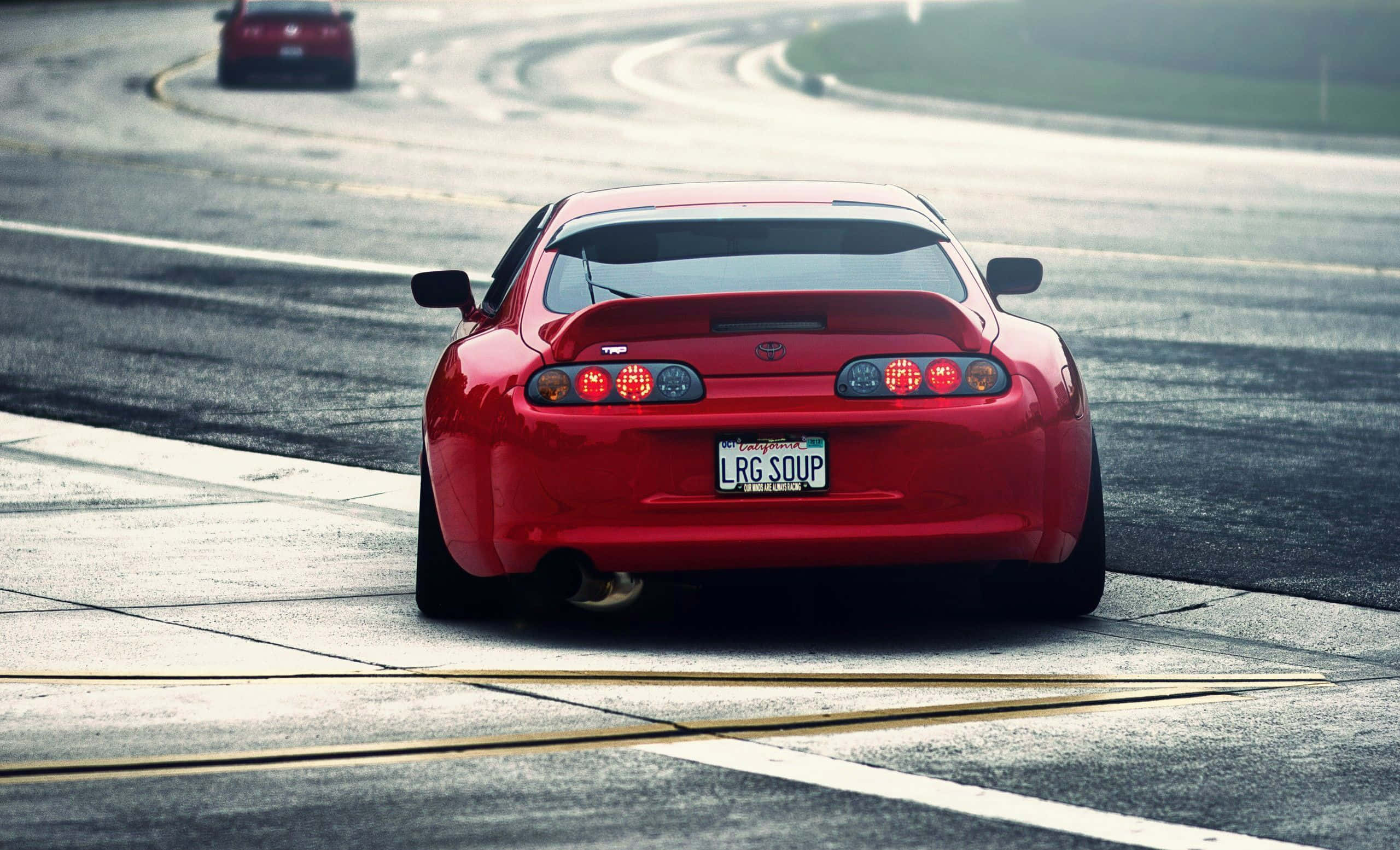 fire-red, jdm style, sports car, 2K Desktop Wallpaper