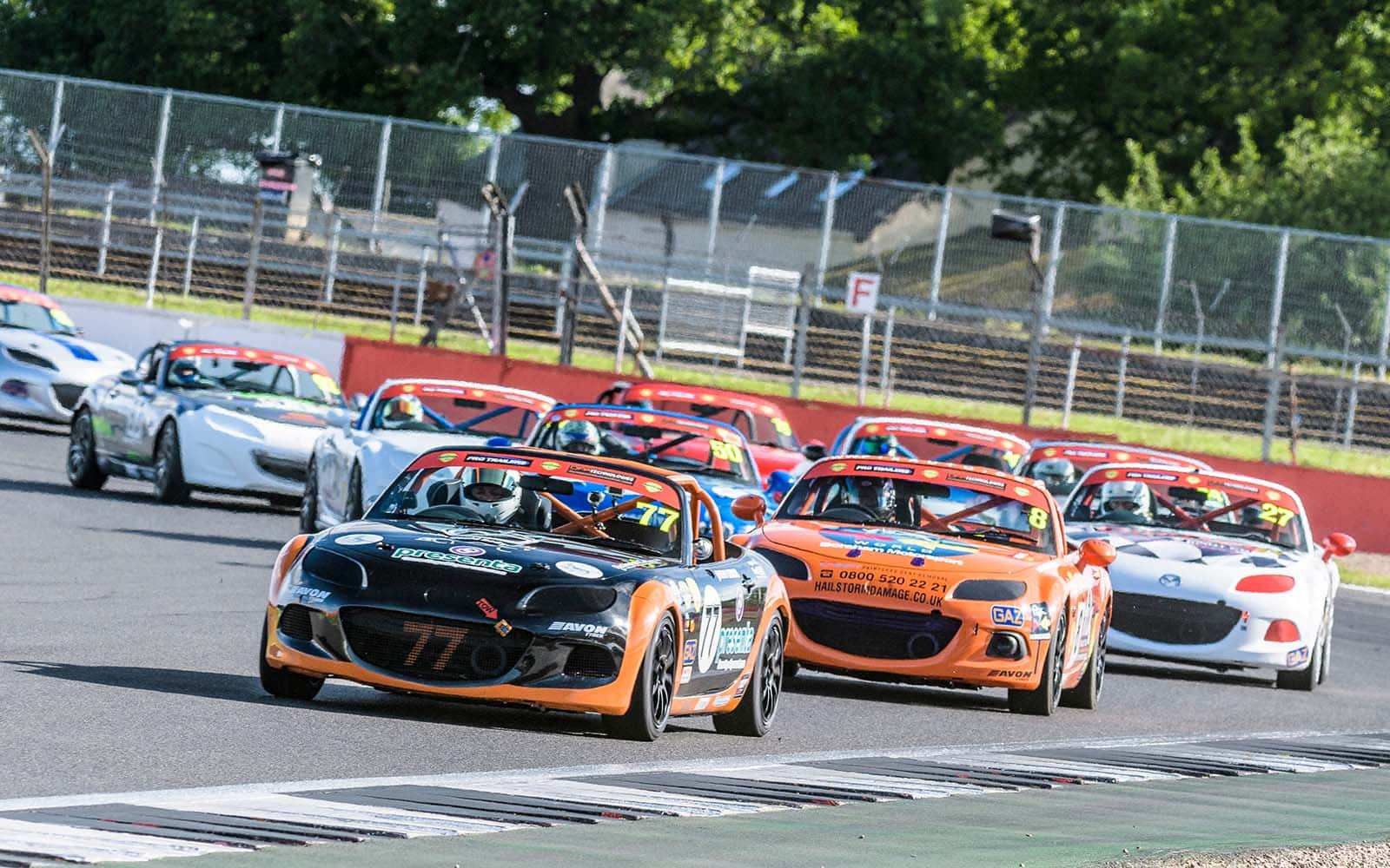 car racing, colorful race cars, sunlit track, HD Desktop Wallpaper