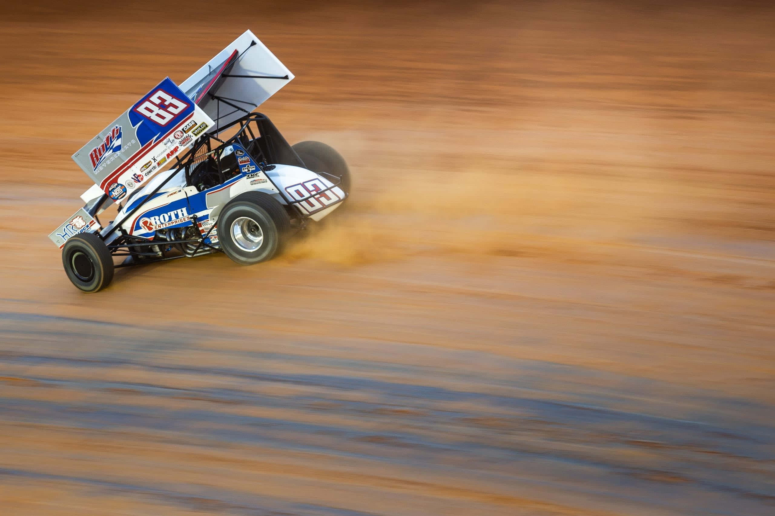 sprint car racing, dirt track race car, white and blue, 2K Desktop Wallpaper