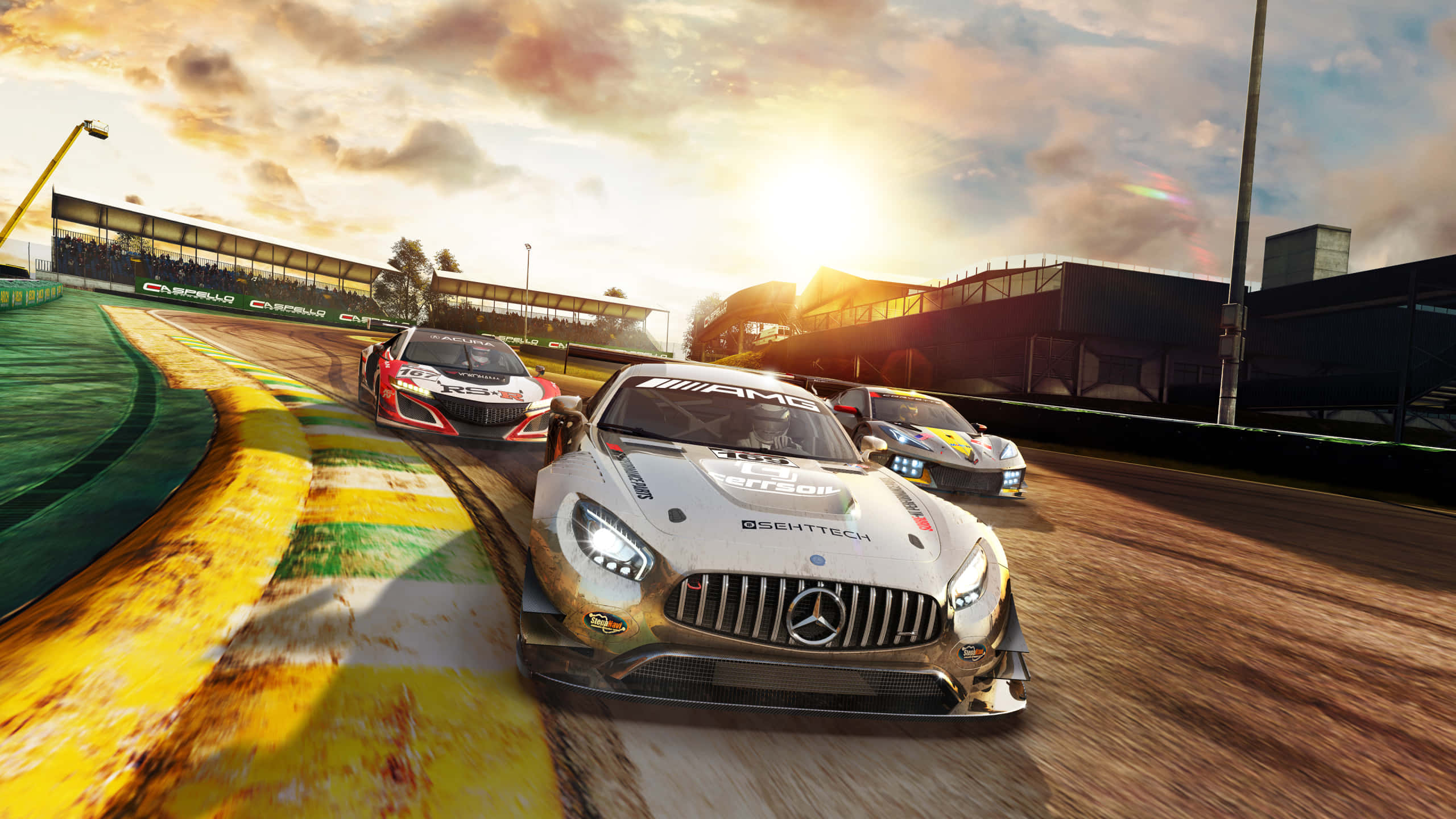 race car, track, sunlit track, 2K Desktop Wallpaper