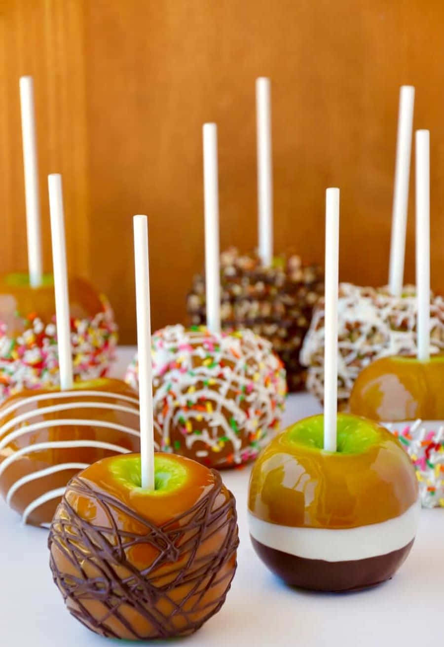 caramel apples, glossy caramel apples, chocolate drizzle, HD Phone Wallpaper